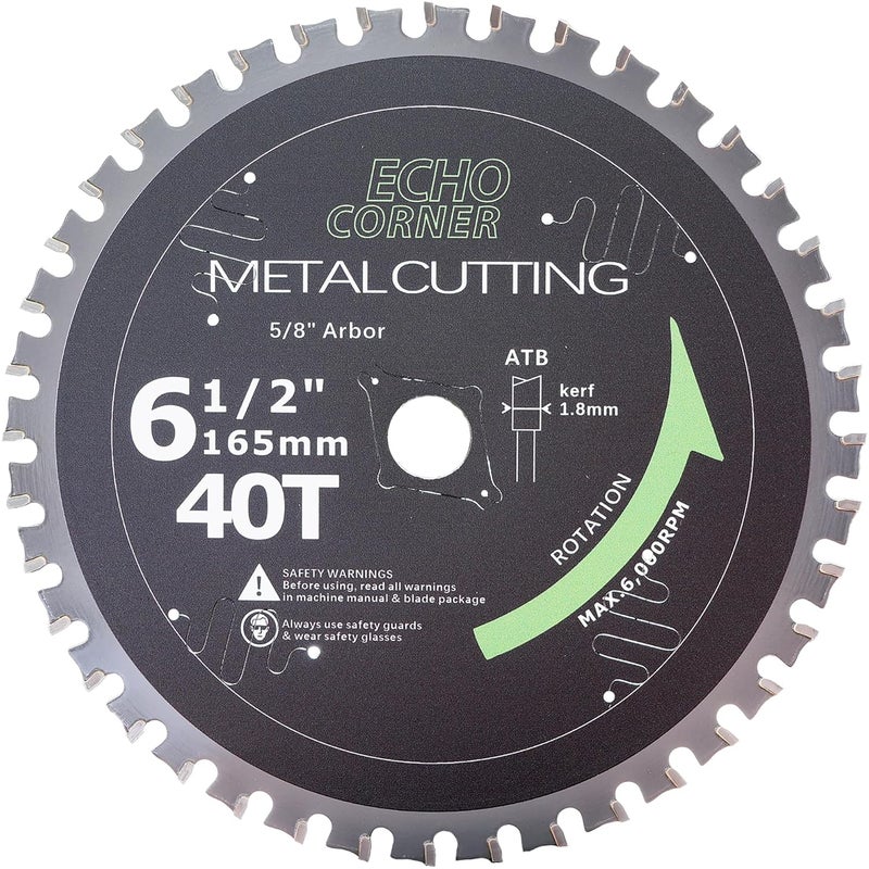 Echo Corner 6-1/2 Inch Metal Cutting Circular Saw Blade, Fast Dry Cool Clean Cut Off Mild Steel, Angle-Iron, Other Tough Ferrou Sheet/Plate/Tube, 5/8" Arbor - Image 1